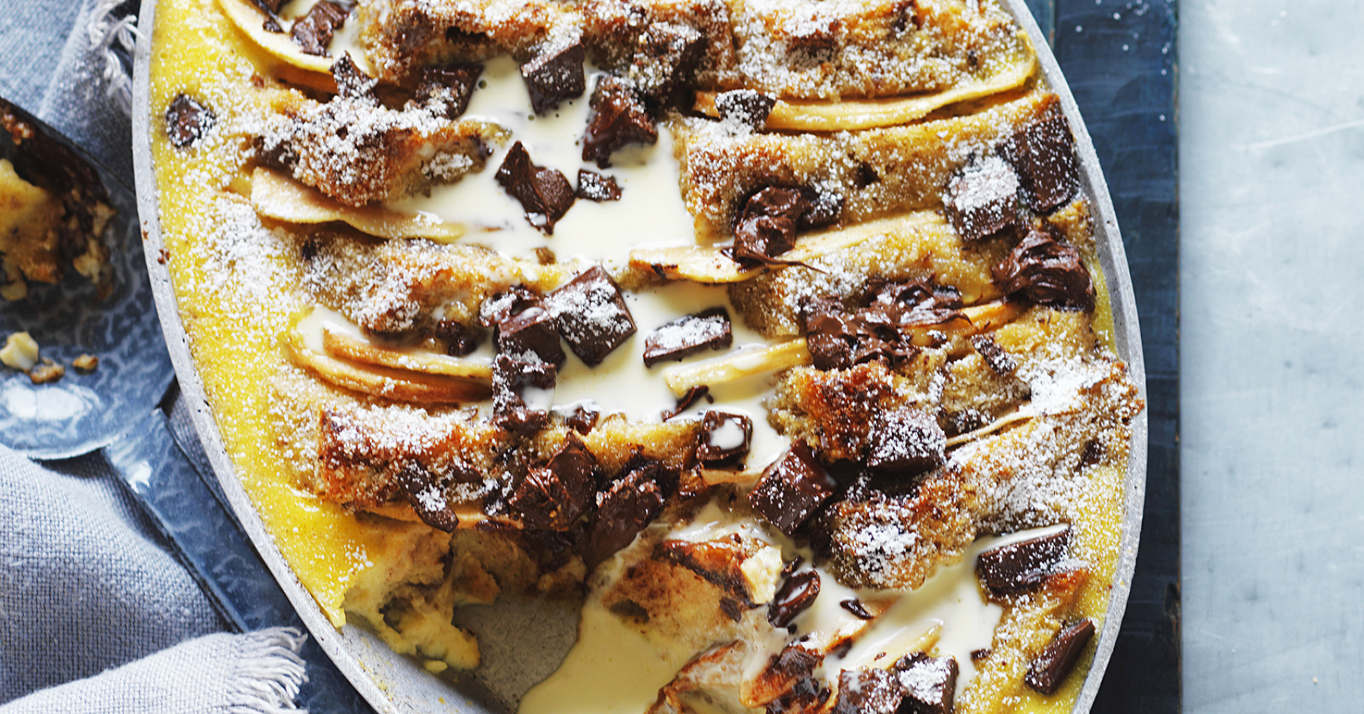 Pear and Chocolate Bread and Butter Pudding Recipe | myfoodbook